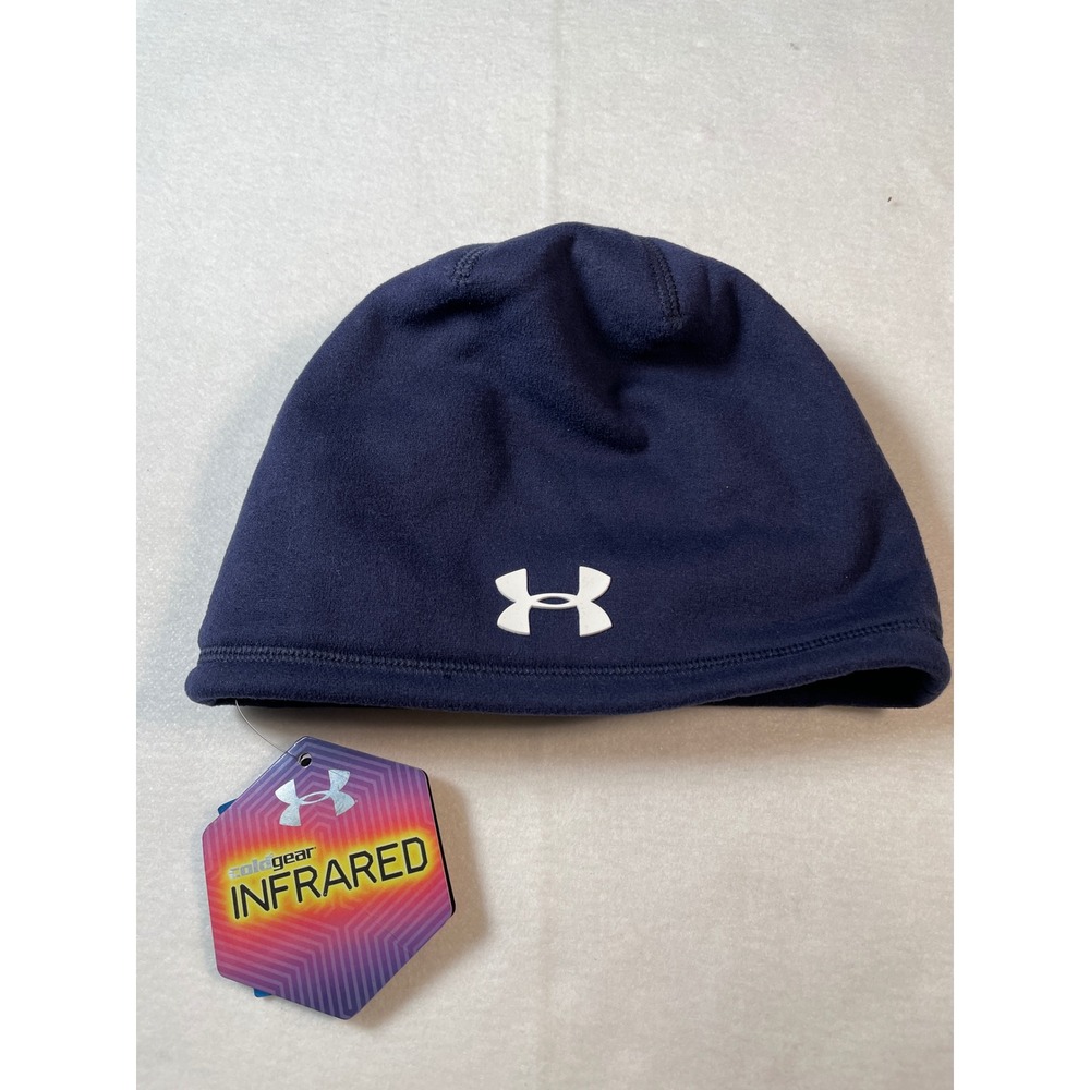 Under Armour Youth ColdGear Infrared Fleece Beanie Navy Blue OSFA NWT